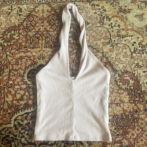 Wilfred by Aritzia Halter Top Light Pink/White